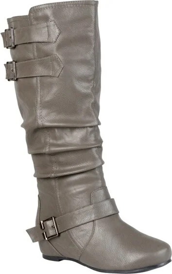 Journee Collection Women's Tiffany Hidden Wedge Mid Calf Boots Grey