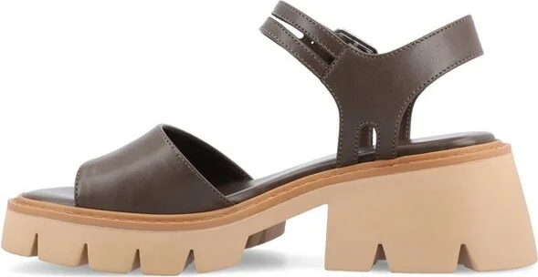 Journee Collection Women's Tillee Treaded Outsole Platform Sandals, Taupe - Image 2