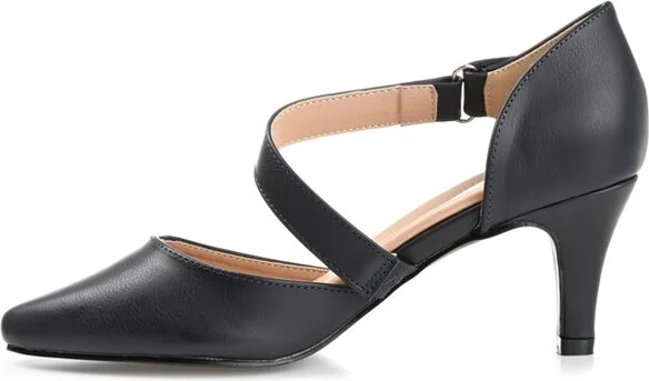 Journee Collection Women's Tillis Pointed Toe Mid Heel Pumps Black 6.5WD - Image 3