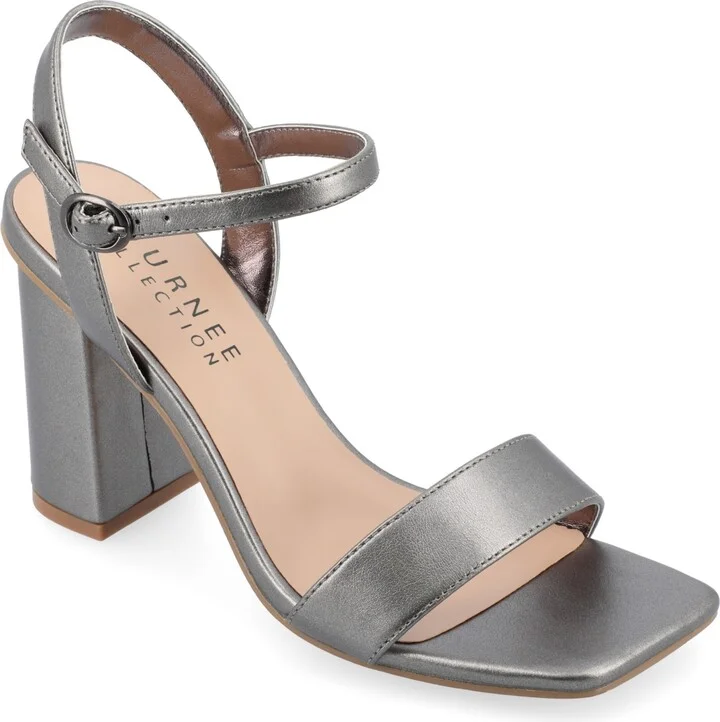 Journee Collection Women's Tivona Square Toe Block Heel Dress Sandals