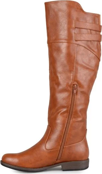 Journee Collection Women's Tori Stacked Heel Riding Boots Chestnut - Image 2