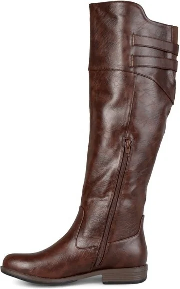 Journee Collection Women's Tori Stacked Heel Riding Boots Chestnut - Image 3