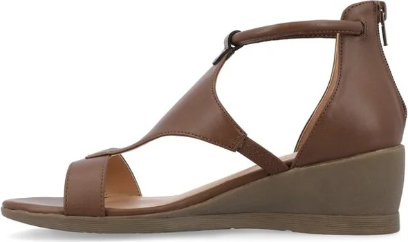 Journee Collection Women's Trayle Wedge Back Heel Zip Sandals 6 BlackW - Image 3