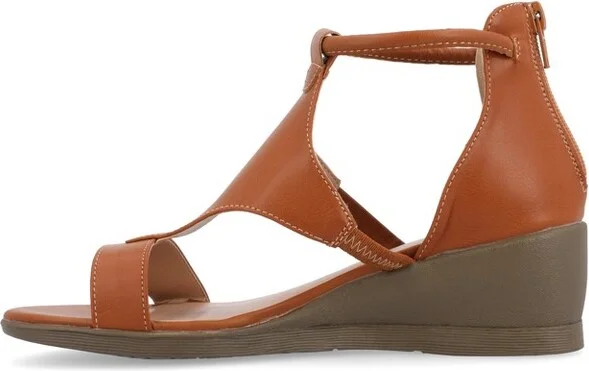 Journee Collection Women's Trayle Wedge Back Heel Zip Sandals 6 BlackW - Image 4