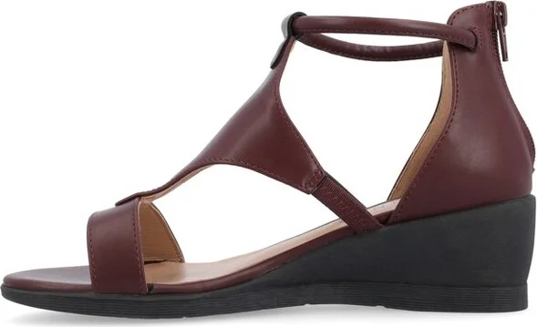 Journee Collection Women's Trayle Wedge Back Heel Zip Sandals 6 BlackW - Image 5