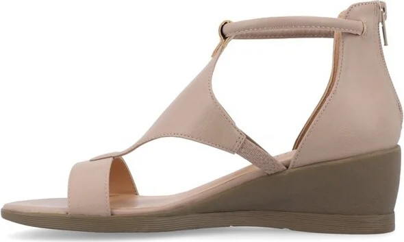 Journee Collection Women's Trayle Wedge Back Heel Zip Sandals 6 BlackW - Image 6
