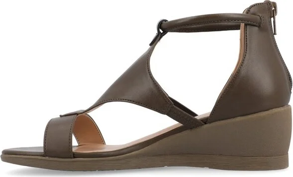 Journee Collection Women's Trayle Wedge Back Heel Zip Sandals 6 BlackW - Image 8