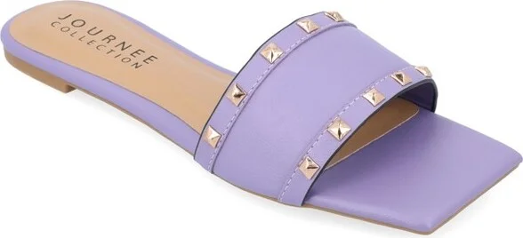 Journee Collection Women's Treena Slip On Slide Flat Sandals Purple