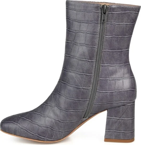 Journee Collection Women's Trevi Inside Zip Block Heel Booties Brown - Image 3