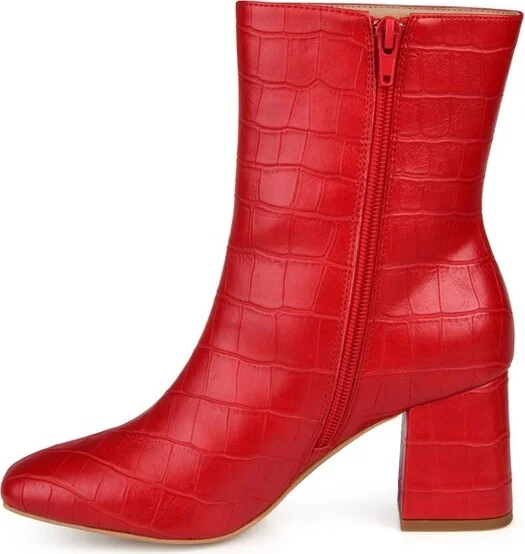 Journee Collection Women's Trevi Inside Zip Block Heel Booties Brown - Image 4