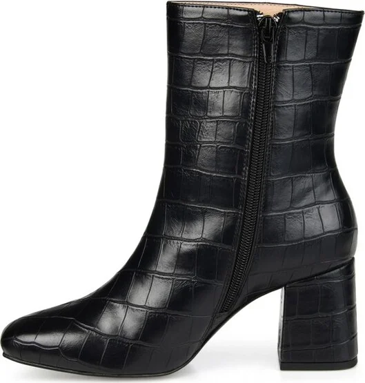 Journee Collection Women's Trevi Inside Zip Block Heel Booties Brown - Image 5