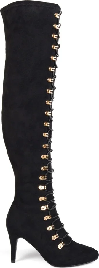 Journee Collection Women's Trill Lace Up Over The Knee Dress Boots - Image 7