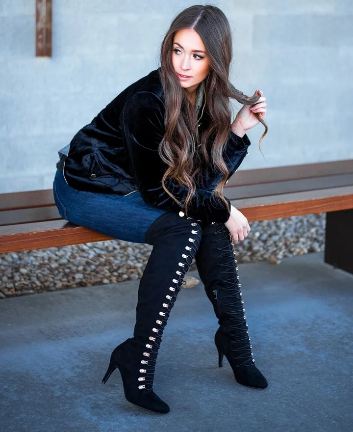 Journee Collection Women's Trill Lace Up Over The Knee Dress Boots - Image 11
