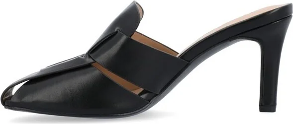 Journee Collection Women's Tristin Slip On Stiletto Square Toe Mule Pumps Black - Image 2