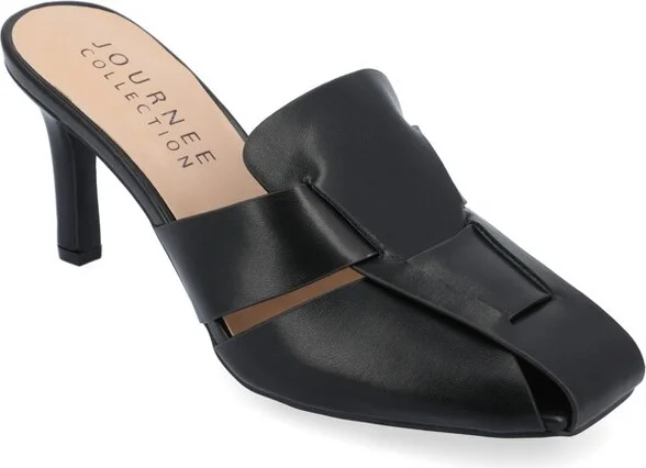 Journee Collection Women's Tristin Slip On Stiletto Square Toe Mule Pumps Black