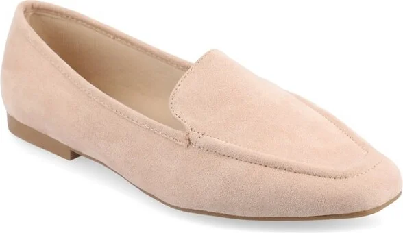 Journee Collection Women's Tullie Slip On Square Toe Loafer Flats Beige
