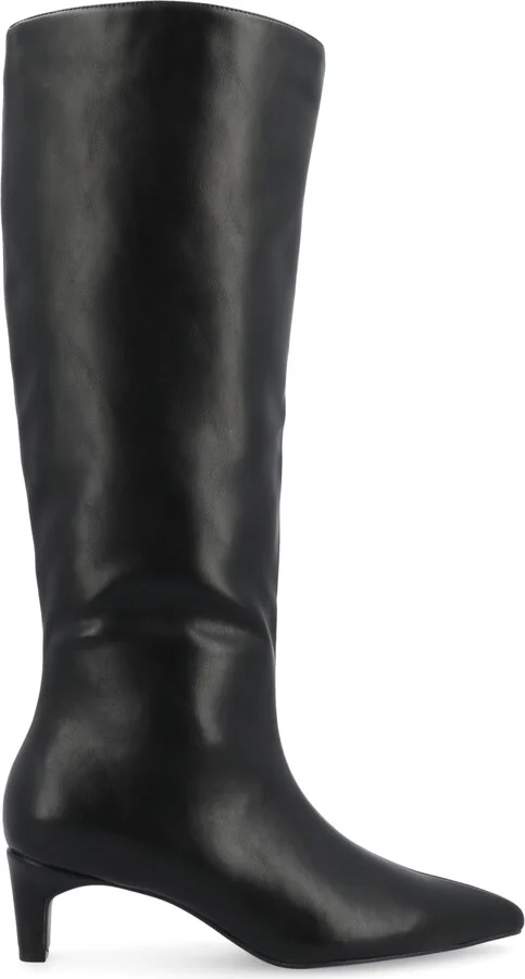 Journee Collection Women's Tullip Kitten Heel Pointed Toe Knee High Dress Boots - Image 7