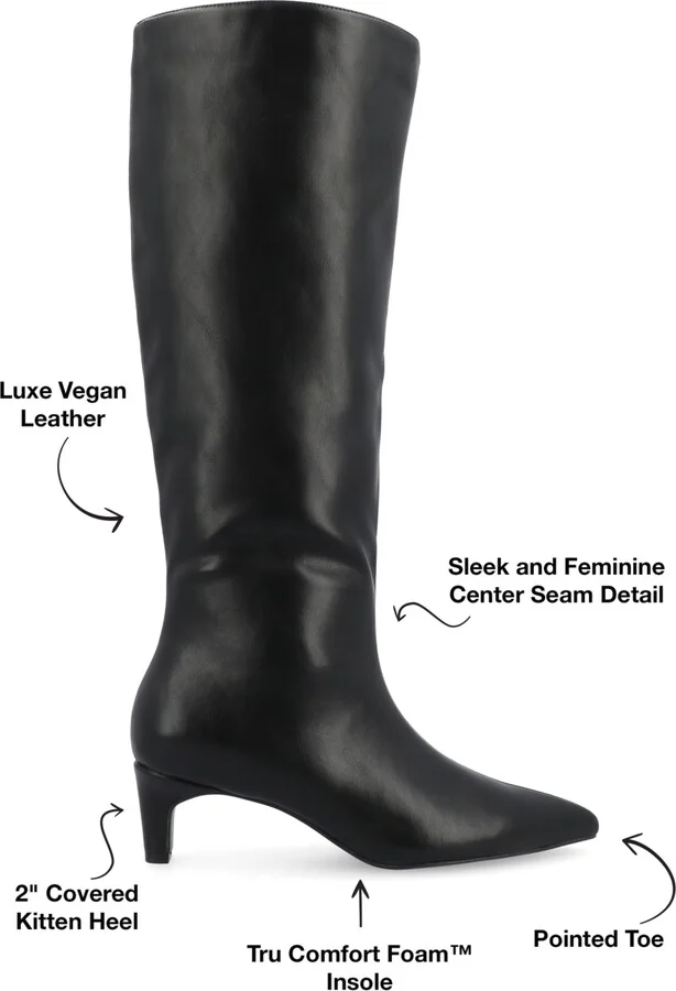 Journee Collection Women's Tullip Kitten Heel Pointed Toe Knee High Dress Boots - Image 11