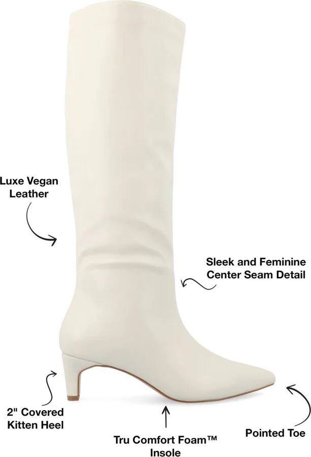 Journee Collection Women's Tullip Wide Width Kitten Heel Pointed Toe Knee High Dress Boots - Image 11