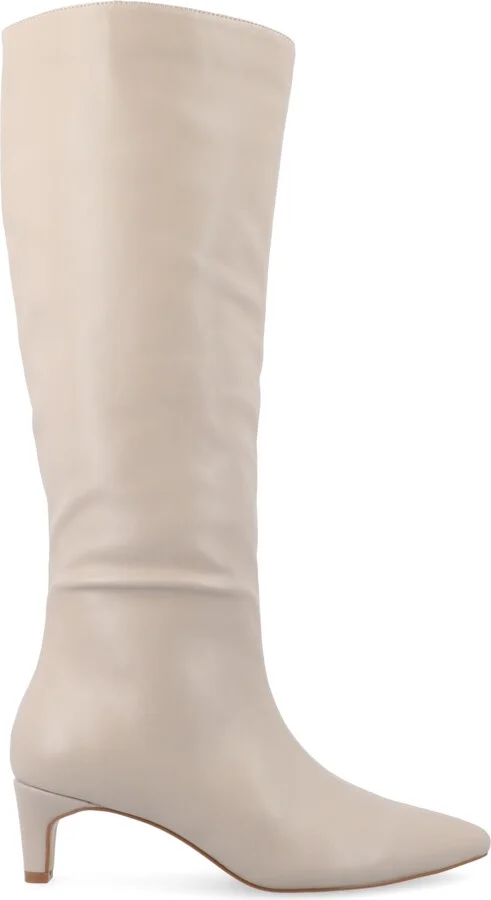 Journee Collection Women's Tullip Wide Width Wide Calf Kitten Heel Pointed Toe Knee High Dress Boots - Image 2
