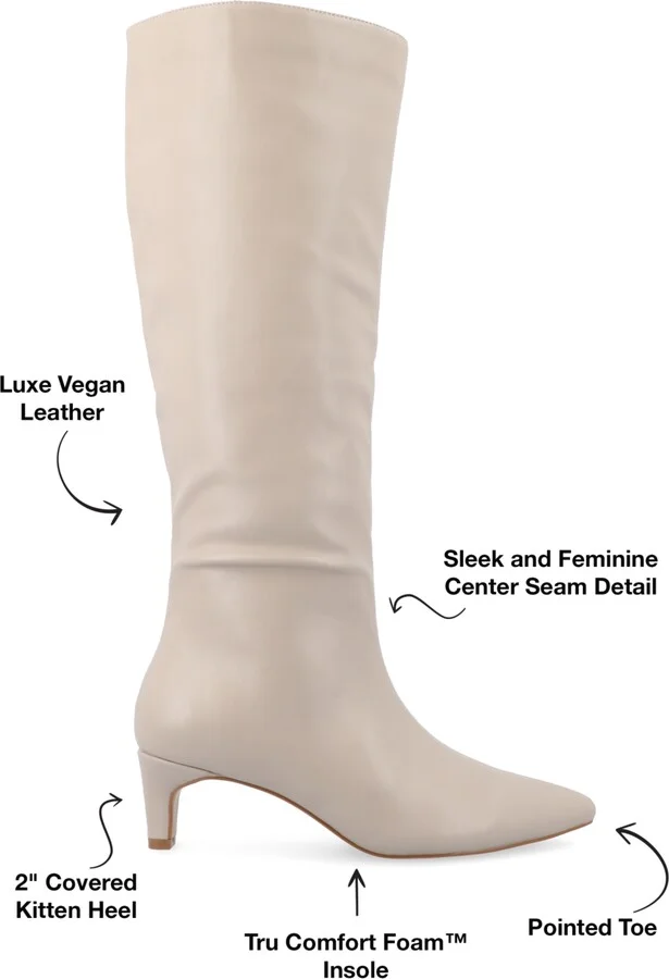 Journee Collection Women's Tullip Wide Width Wide Calf Kitten Heel Pointed Toe Knee High Dress Boots - Image 6
