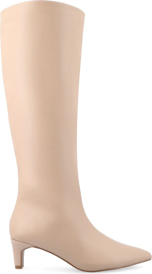 Journee Collection Women's Tullip Wide Width Wide Calf Kitten Heel Pointed Toe Knee High Dress Boots - Image 7