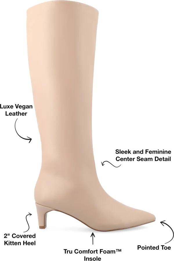 Journee Collection Women's Tullip Wide Width Wide Calf Kitten Heel Pointed Toe Knee High Dress Boots - Image 11