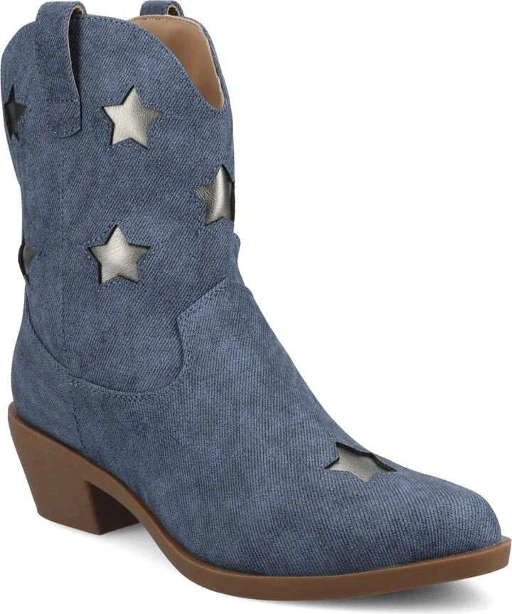 Journee Collection Women's Underwood Cuban Heel Casual Comfort Ankle Booties