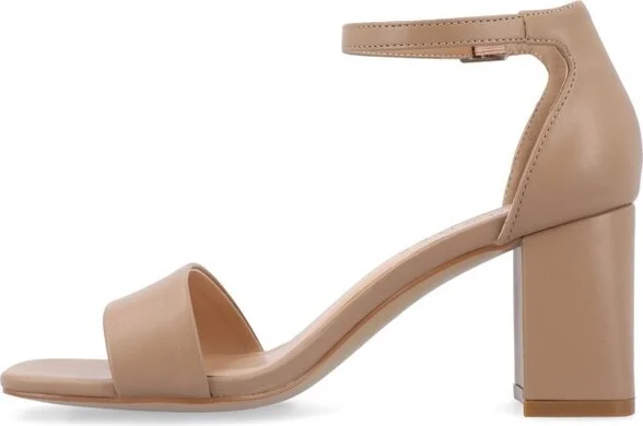 Journee Collection Women's Valenncia Wide Width SuperNatural Shades Open Square Toe Ankle Strap Sandals, Mocha 13WD - Image 2