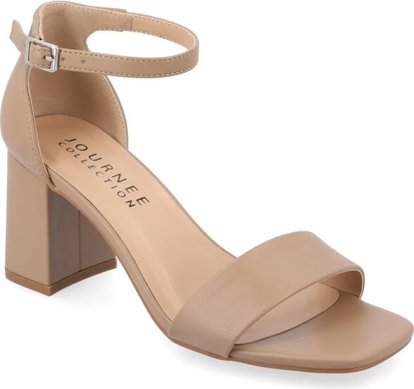 Journee Collection Women's Valenncia Wide Width SuperNatural Shades Open Square Toe Ankle Strap Sandals, Mocha 13WD