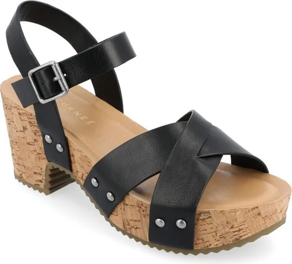 Journee Collection Women's Valentina Ankle Strap Platform Sandals Black