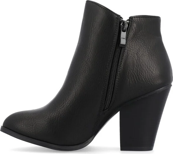 Journee Collection Women's Vally Inside Zip Stacked Heel Booties Black - Image 2