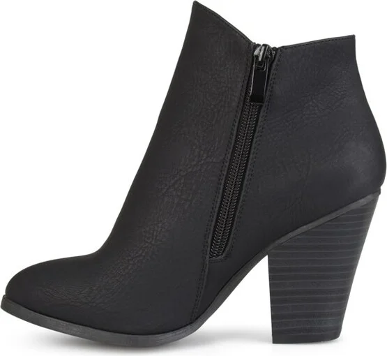 Journee Collection Women's Vally Inside Zip Stacked Heel Booties Black - Image 4