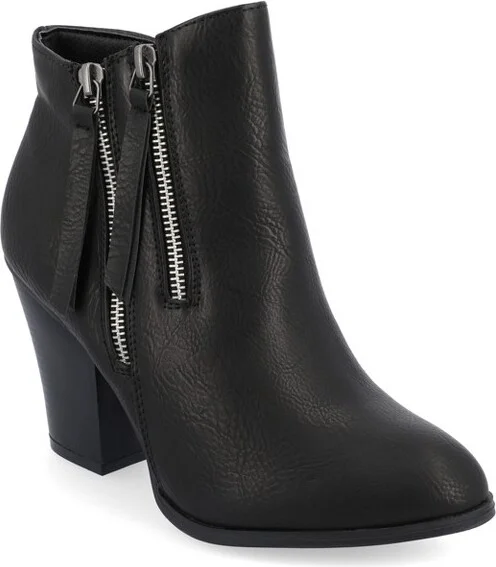 Journee Collection Women's Vally Inside Zip Stacked Heel Booties Black