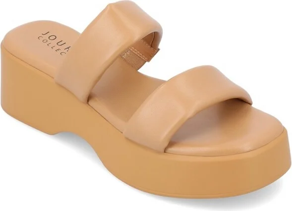 Journee Collection Women's Veradie Slip On Platform Sandals Tan