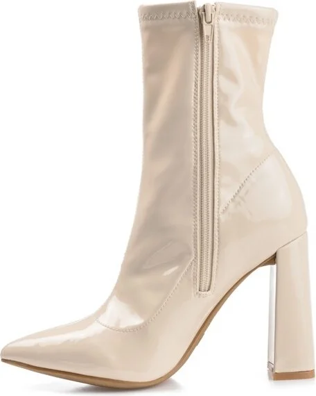 Journee Collection Women's Veralee Inside Zip Block Heel Booties Bone - Image 2