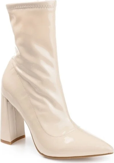 Journee Collection Women's Veralee Inside Zip Block Heel Booties Bone