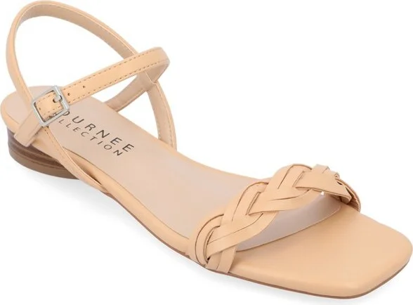 Journee Collection Women's Verity Ankle Strap Low Block Heel Sandals Tan