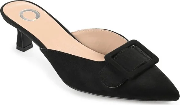 Journee Collection Women's Vianna Kitten Heel Mules Pointed Toe Pumps Black