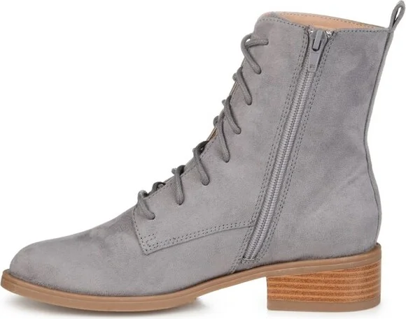 Journee Collection Women's Vienna Block Heel Combat Boots Taupe - Image 4