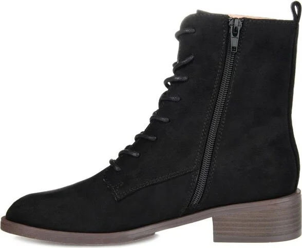 Journee Collection Women's Vienna Block Heel Combat Boots Taupe - Image 5