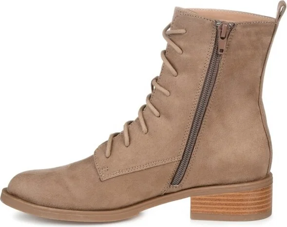 Journee Collection Women's Vienna Block Heel Combat Boots Taupe - Image 7