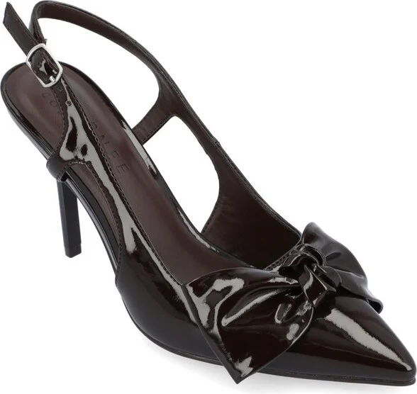 Journee Collection Women's Viera Mid Heel Pointed Toe Pumps Brown