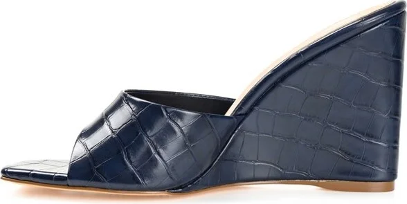 Journee Collection Women's Vivvy Slip On Open Square Toe Wedge Sandals Beige - Image 6