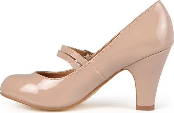Journee Collection Women's Wendy-09-1 Round Toe High Block Heel Pumps Grey - Image 5