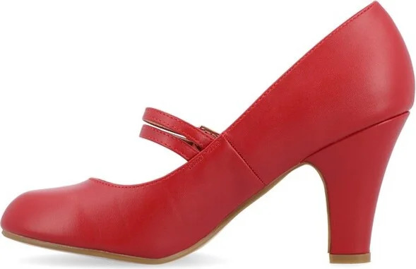 Journee Collection Women's Windy Narrow Width Round Toe Block Heel Mary Jane Pumps Red N - Image 2