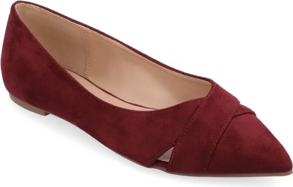 Journee Collection Women's Winslo Slip On Pointed Toe Ballet Flats Wine