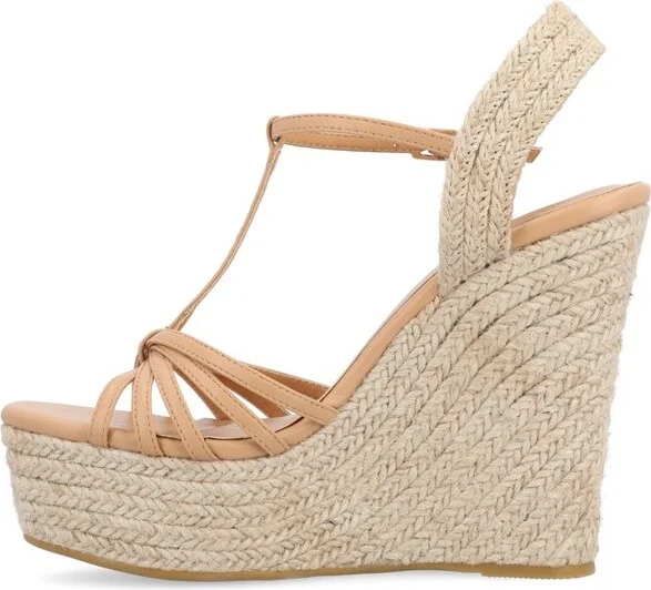 Journee Collection Women's Yara Buckle Espadrille Wedge Sandals Black - Image 3