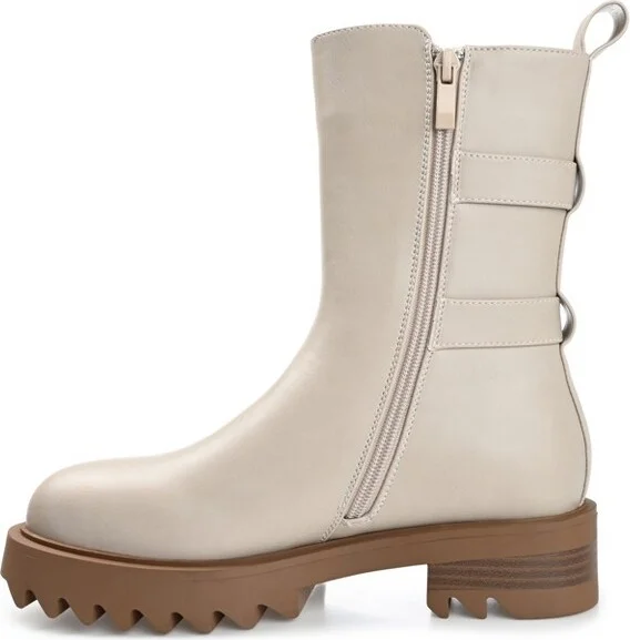 Journee Collection Women's Yasmine Almond Toe Block Heel High Ankle Booties Sand - Image 2