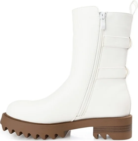 Journee Collection Women's Yasmine Almond Toe Block Heel High Ankle Booties Sand - Image 3